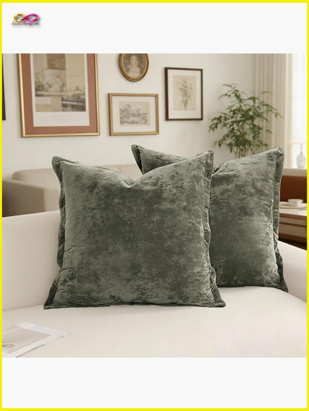 Set of 2 Velvet Throw Pillow Covers 20x20 Soft Square Cushion Cases Home Decor